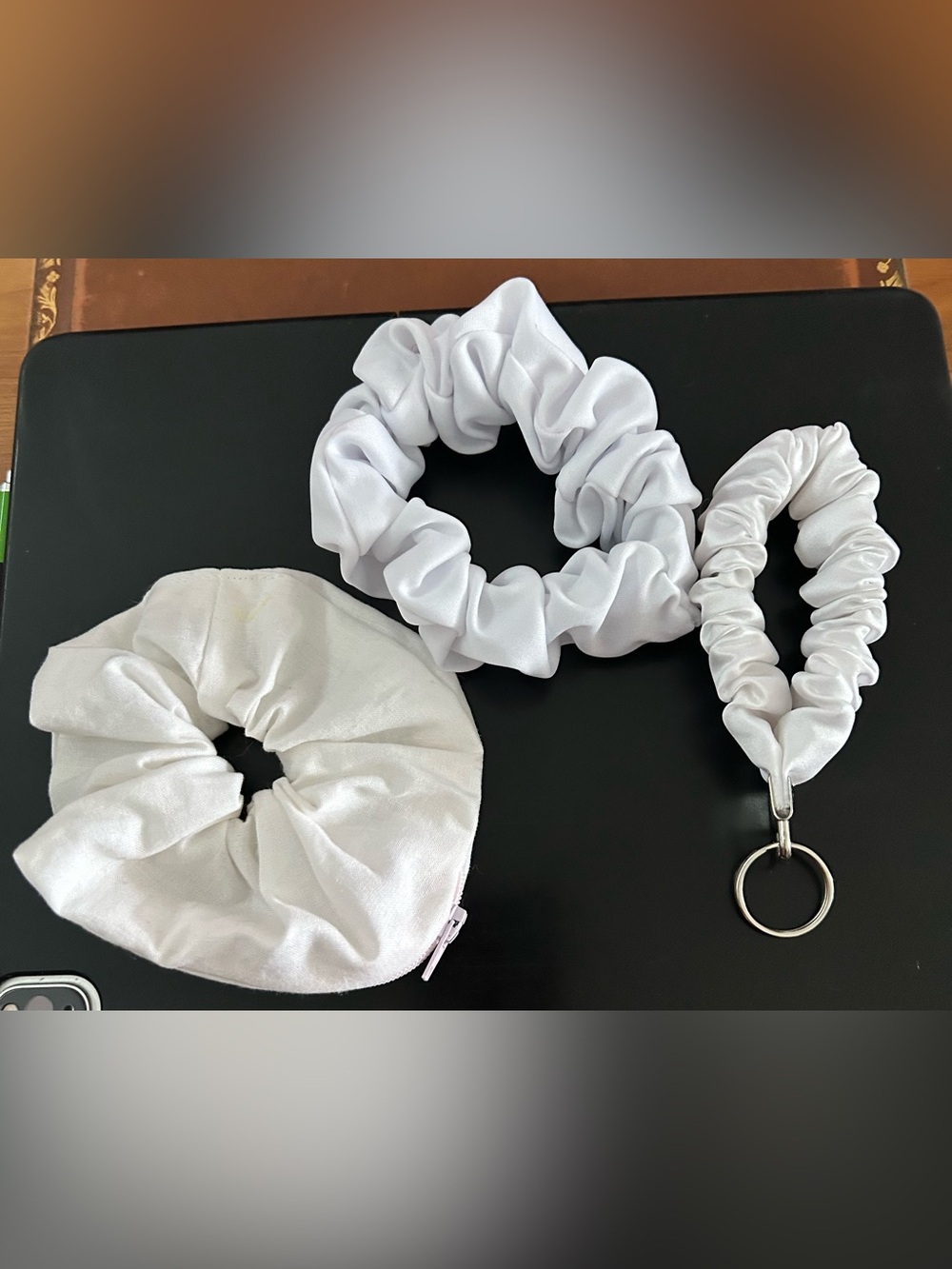 White Satin  Scrunchie Set